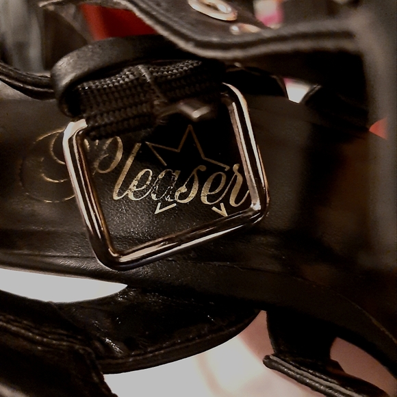 PLEASER DELIGHT-658 Black T-Strap Sandals - 14 / Black - Picture 1 of 4